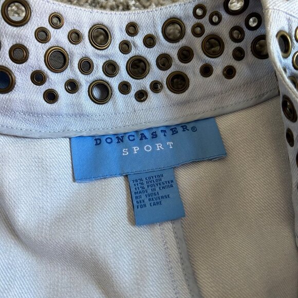 Doncaster Sport Womens Size M Light Blue Grommet Embellished Cotton Blend Jacket - Picture 9 of 12